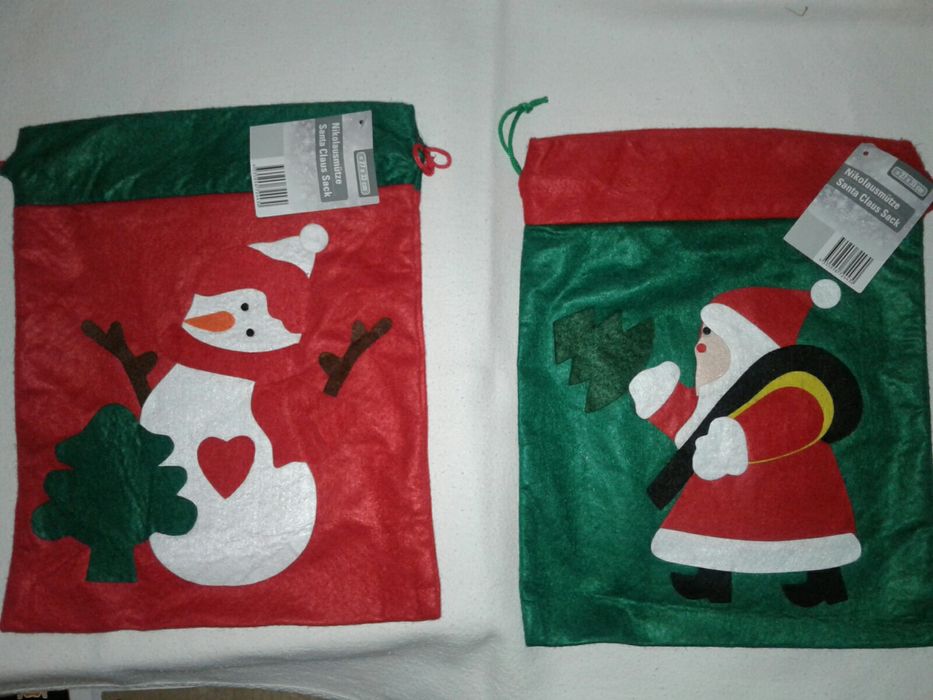 Saculet de Mos Craciun, nou, R/V, 33x27cm, imprimeu, snur