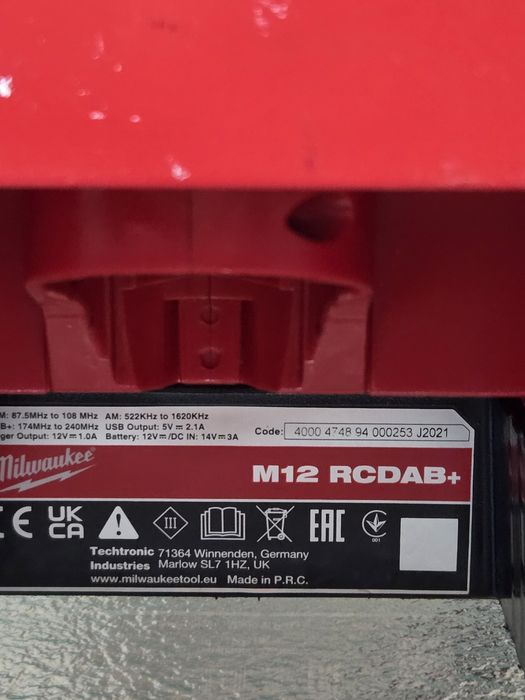 MIlwaukee M12 RCDAB+-0/ 12V - Радио