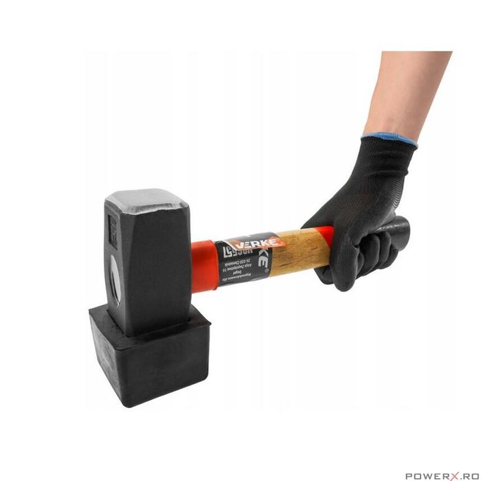 Ciocan din cauciuc cu cap dreptunghiular, 2000 g negru, maner din