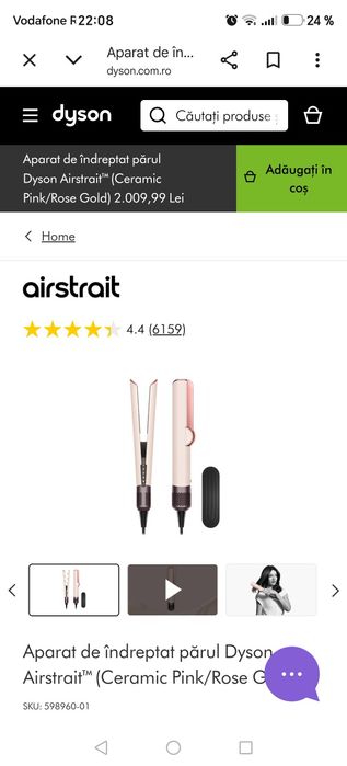 Vand aparat de indreptat  cu aer cald, dyson