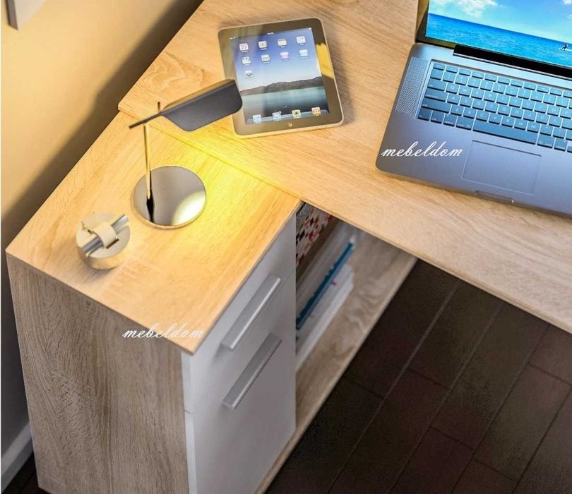 Ъглово бюро 93/120см. с чекмедже,рафт и плавна врата(код-1089)