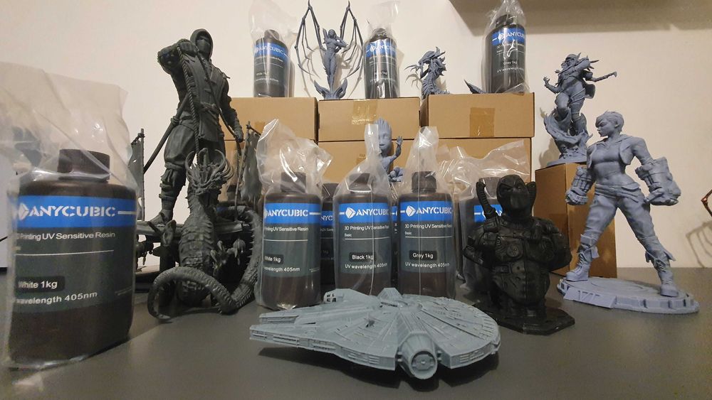 3D Resin / Смола 1л. Anycubic за SLA 3D принтер - сиво, черно и бяло