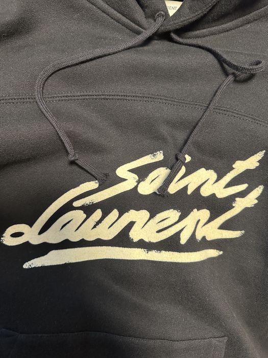 Saint Laurent 50s Signature Logo Graphic Hoodie суичър в черен цвят unisex