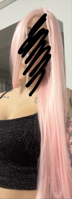 Розова lace wig 60см