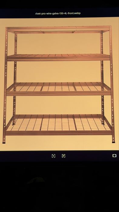 Голям Чисто нов Метален стоманен здрав стелаж 180x180x60 см височина, широчина дълбочина стоманена решетка 4 рафта до 400кг на рафт