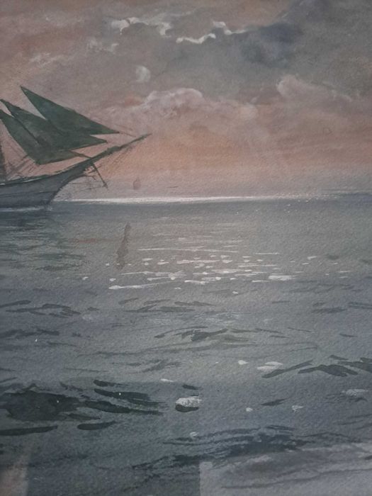 tablou pictura acuarela 61/78 cm Dimitrie Stiubei datat 1930