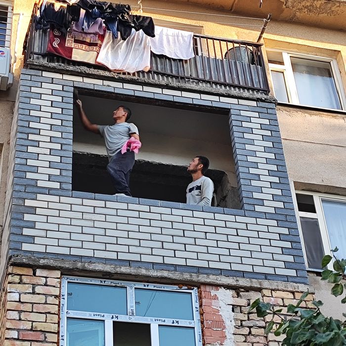 Кладка балкона облицовочный кирпич g'isht teramiz перегородки тумбы