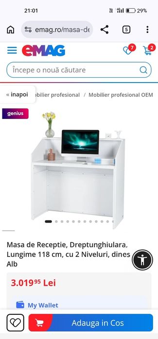 Birou recepție culoarea albă, nou