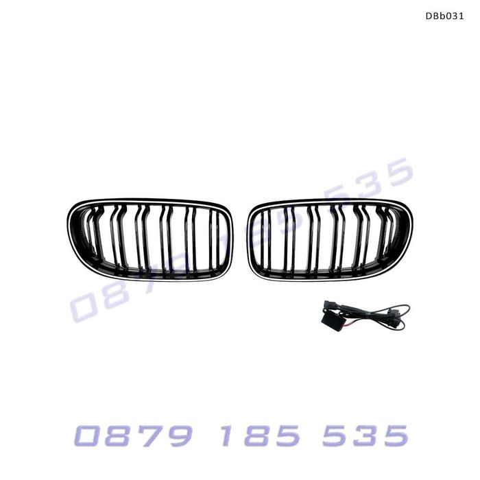 Двойни светещи LED бъбреци за BMW E90 E91 Facelift черен гланц DBb031 тунинг решетки бмв е90 фейс