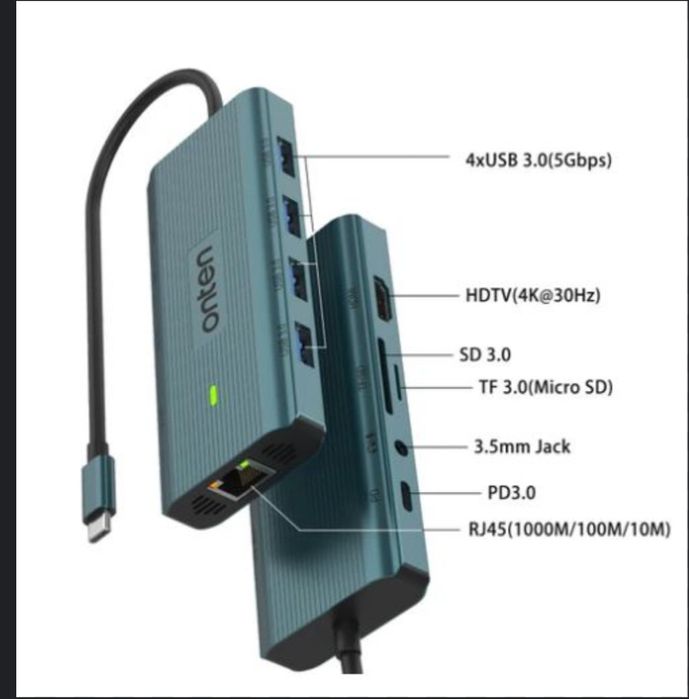 Onten Hub 10 in 1 Otiginal. переходник. док станция. ест Доставка