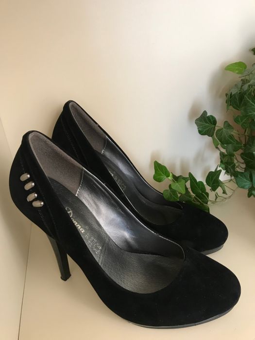 Pantofi Negri cu toc - piele intoarsa - Ocazie