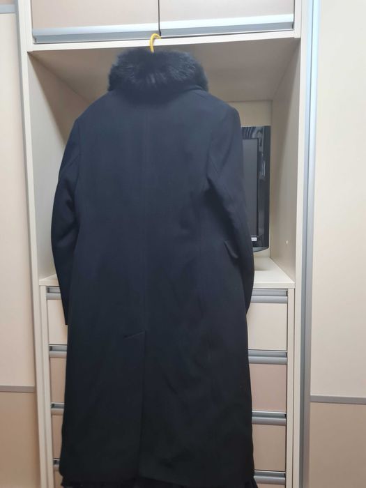 palton de dama din stofa neagra  cu guler