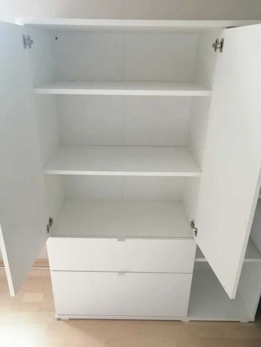 Заглавие: Шкаф / Скрин IKEA VIHALS с чекмеджета и врати (105х140 см) – Бял