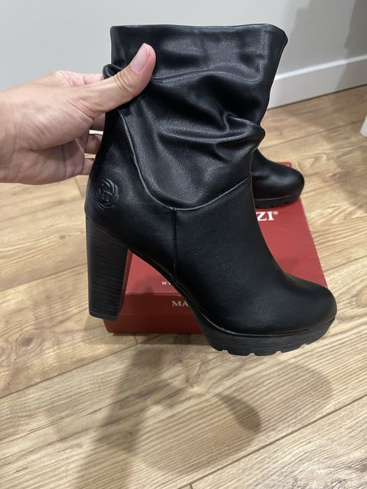 кожаные полуботинки на каблуке