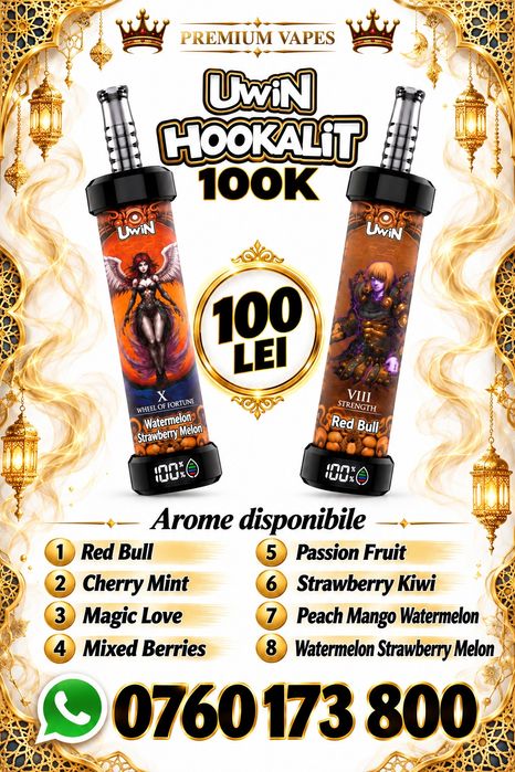 Uwin HOOKALIT 100k - Vape tip țigară electronică cu diferite arome de shisha și design de narghilea
