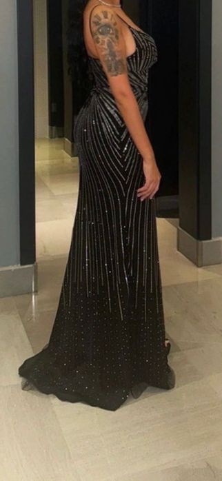 Rochie de seara, argintiu cu negru