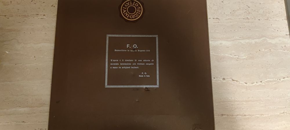 Tablou rama lemn foaie argint lucrat manual