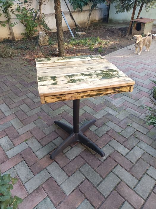 Masa exterior blat lemn recuperat