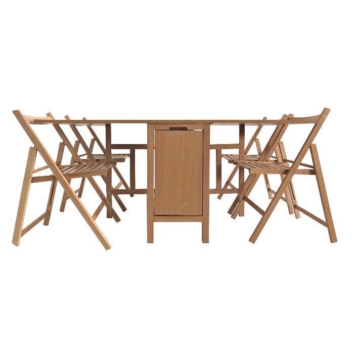 Masa cu Scaune Pliante lemn - Fag deschis