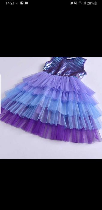 1 юни Ден на детето - Детска лилава рокля 110-116, 116-122, 122-128 см