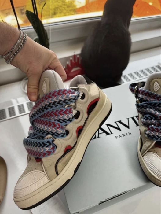 Lanvin Curb Sneakers Beige Red Blue Size 42 Originali Cu Bon și Cutie
