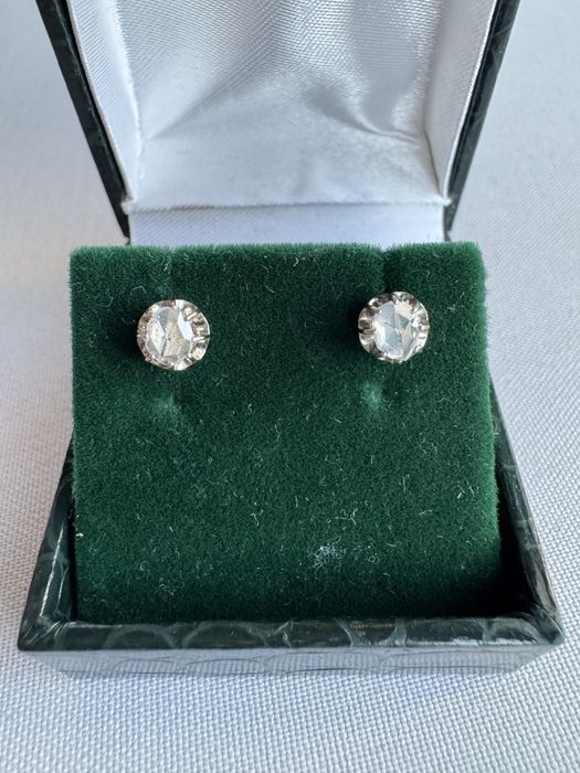 Cercei din aur 14 k si diamante rose cut