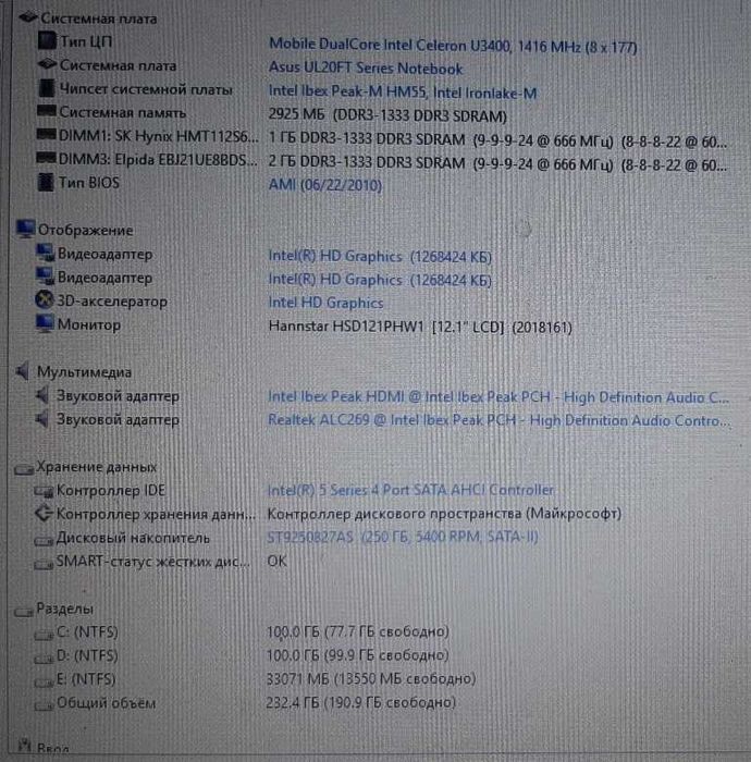 Нетбук Asus UL20