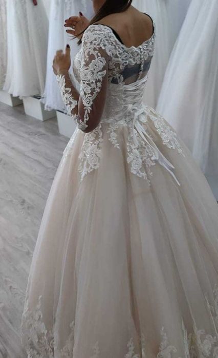 Rochie nunta alba+ivori