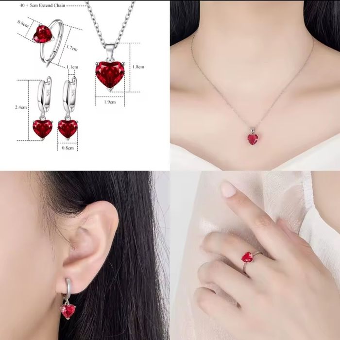 Set de bijuterii inima din zirconiu multicolor