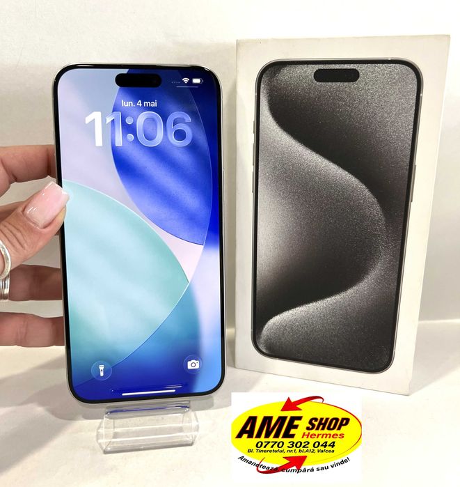 IPhone 15 Pro Max, 256GB, sănătate baterie 84%, garanție 90 de