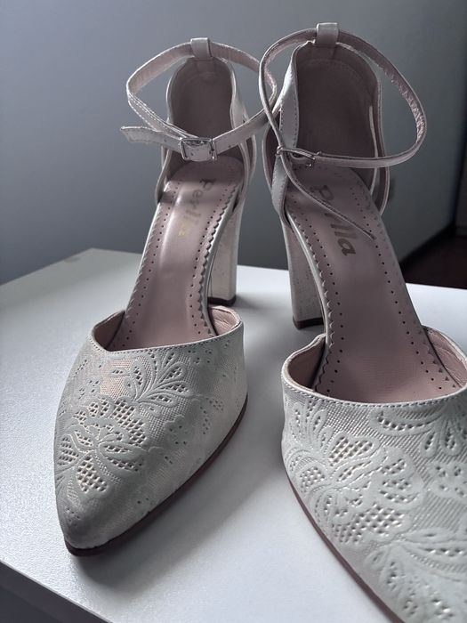 Pantofi de mireasă/ de ocazie din piele cu toc 8 cm