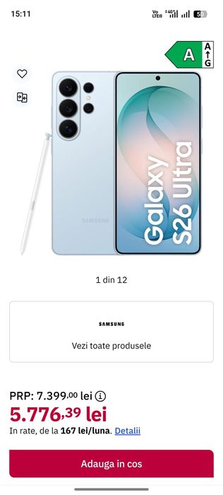 S26 ultra dual SIM Sky blue factura și garanție 24 de luni reactivat