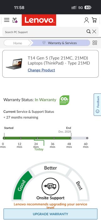 14'FHD+IPS Ryzen 7 Pro-8840u Thinkpad T14 Gen5 32GB DDR5 512GB SSD Гаранция 27 Месеца