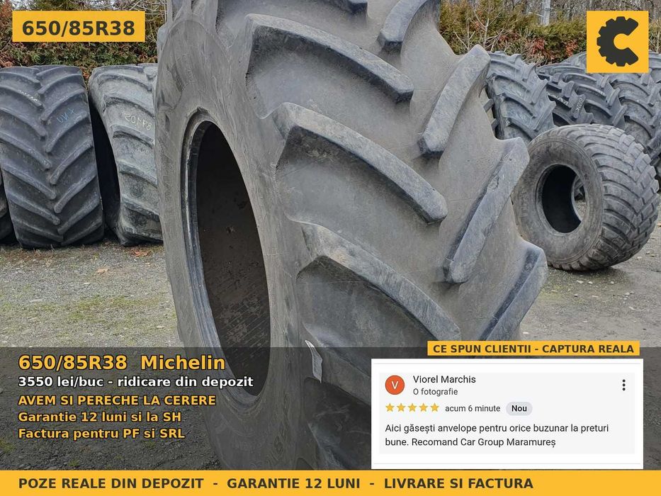 Anvelope Cauciucuri 650/85R38 650/85 R38 24.5R38 650 85 R38 6508538 Michelin Tractor Punte Spate Tractiune SH Second Hand VERIFICATA Garantie 1 An