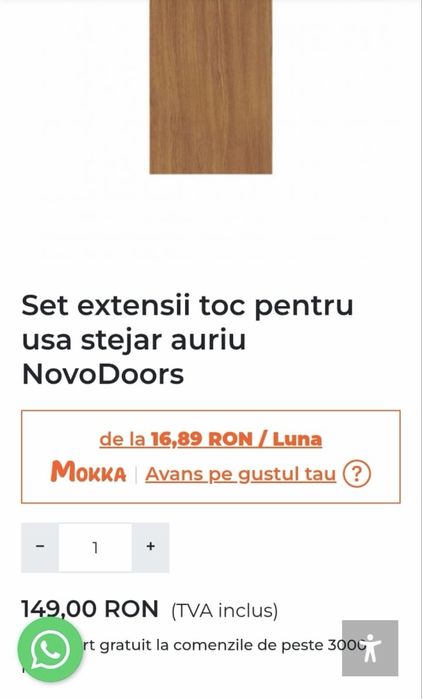 Uși interior noi premium - Material MDF + extensii toc 30cm.