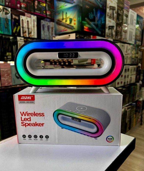 Ceas, Boxa, Încărcare wireless, Radio, USB, Acumulator, Ambiental