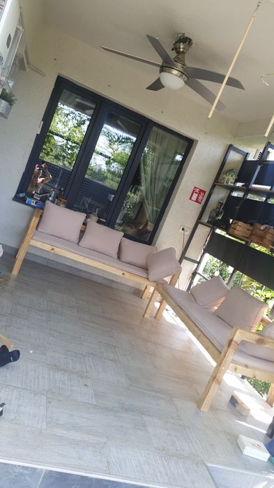 Două canapele terasă , lemn masiv tratate cu ulei de in 172 x 72* 65