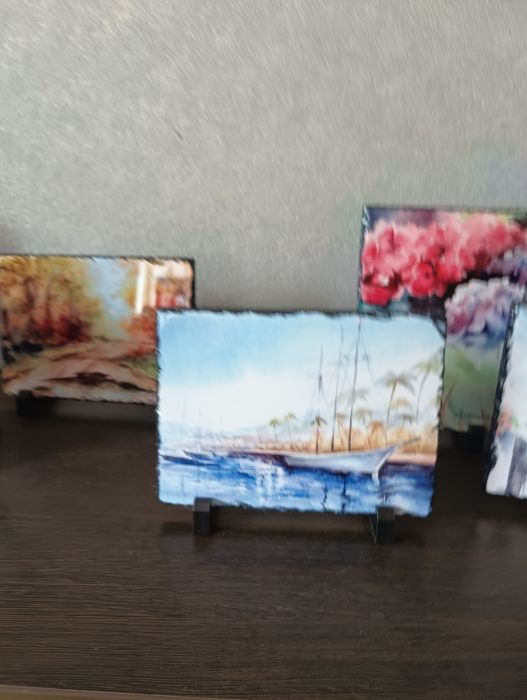 Акварель на натуральном камне.