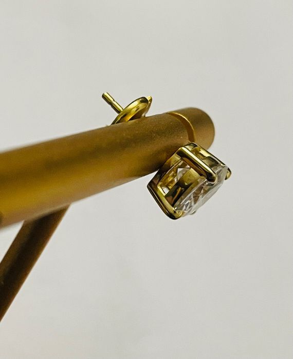 Tiffany & Co, 925, Сребърни  позлатени обеци с камък моасонит.