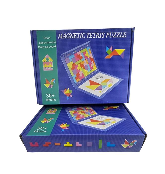 Две в Едно Дигитална Книга с Магнитен Дървен Тетрис и Танграм + Маркер