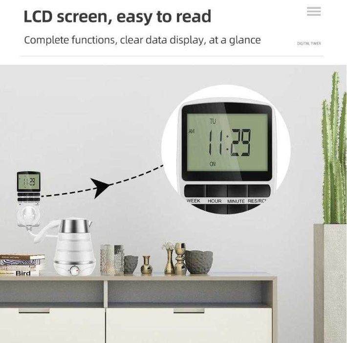 Програматор Контролен Контакт Цифров Таймер LCD 3680W 16A 100ч Батерия