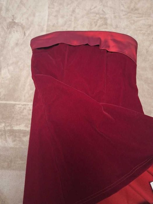 Коледна рокля бордо червена  кадифе