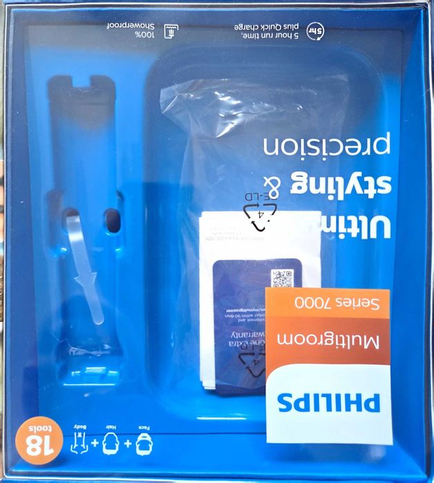 Aparat de tuns barba, par, faţă, cap şi corp si all-in-One Philips Multigroom Series 7000 DualCut 18 in 1