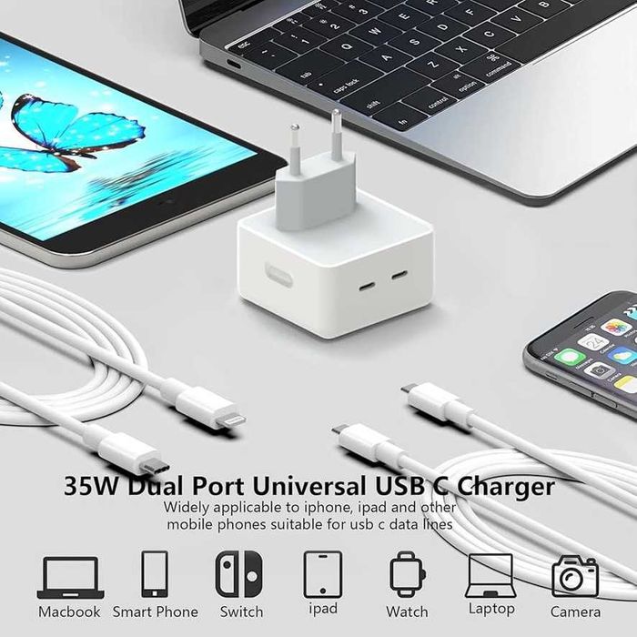Apple 35W USB-C+C Power Adapter двоен адаптер с TYPE C изход