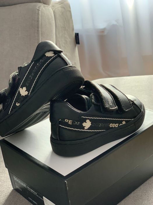 Tenisi Dsquared2 Junior din piele cu bandă cu siglă marimea 19