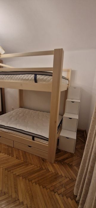 Pat etajat, pat supraetajat, lemn masiv, pat copii, camera copilului