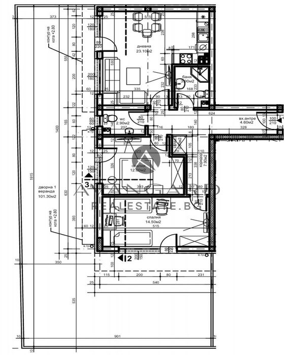 оф.22150 Тристаен с двор/ Беломорски