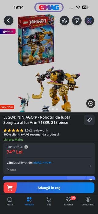Lego Ninjago - robotul si lupta al lui Arin si dragonii
