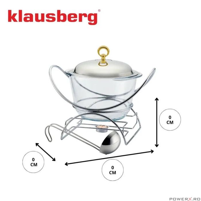 Vas, recipient pentru incalzirea alimentelor, sticla, capacitate 4