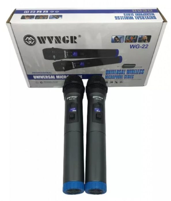 Комплект 2 бр. универсални динамични безжични микрофони WG-22